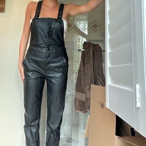 Free People Black Leather Overalls - Size 4
